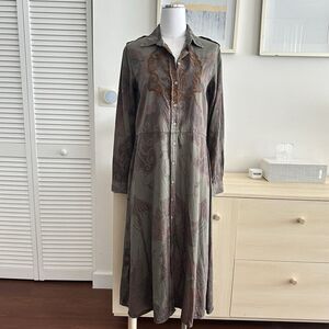 Desigual Dress Womens Medium Boho Military Embroidered Woodland Fairy Earthy